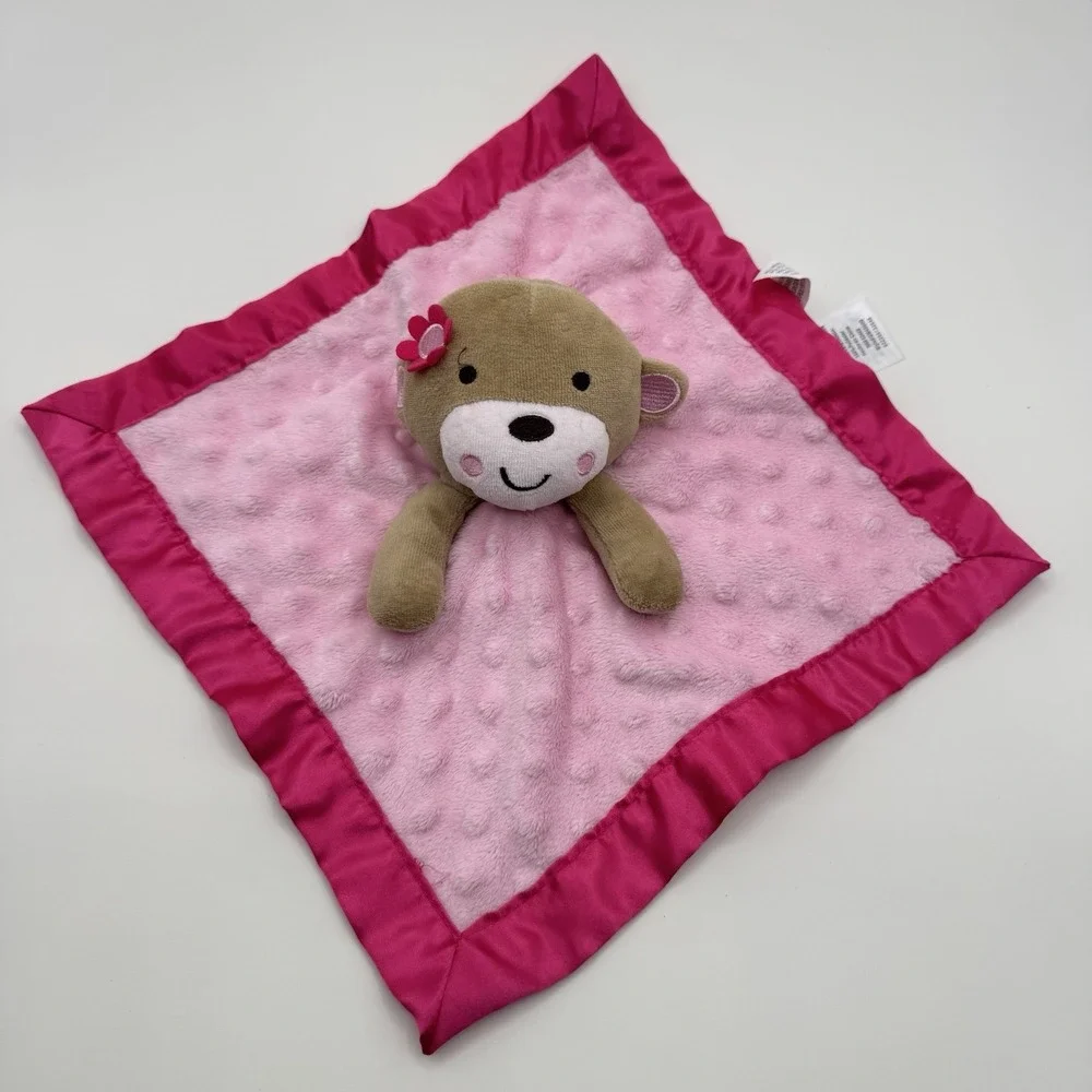 Garanimals Monkey Lovey Baby Plush Animal Toy Satin Security Blanket Pink Tan